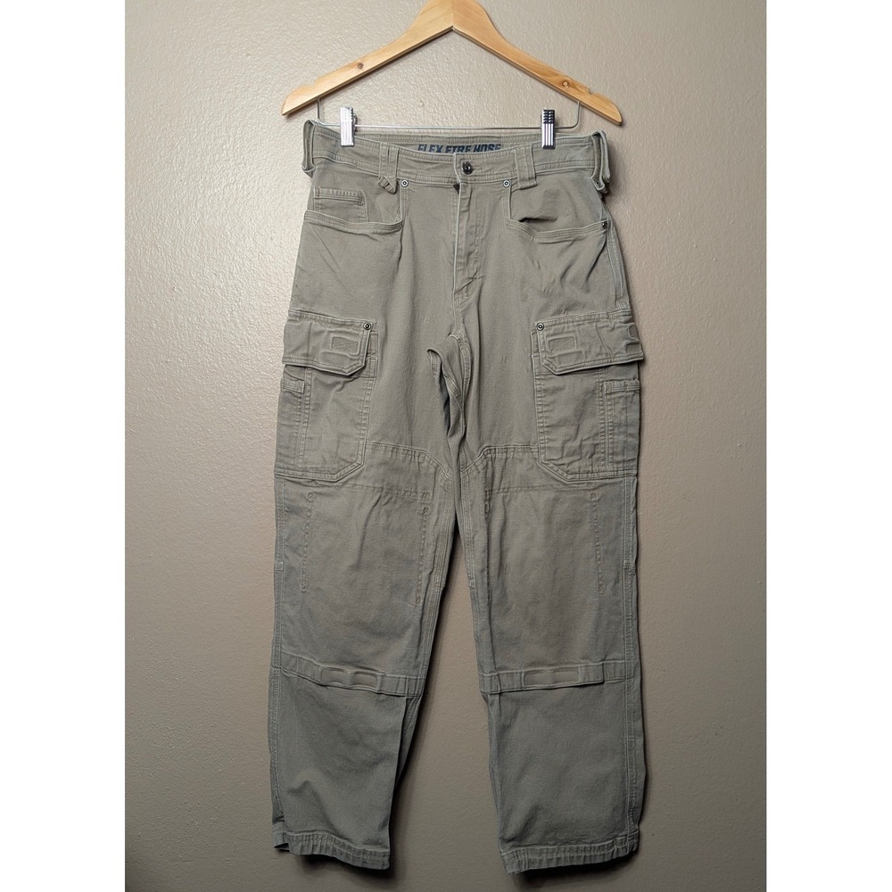 Duluth Flex Fire Hose Cargo Pants Mens 32x30 Khaki Workwear Relaxed Fit Rugged